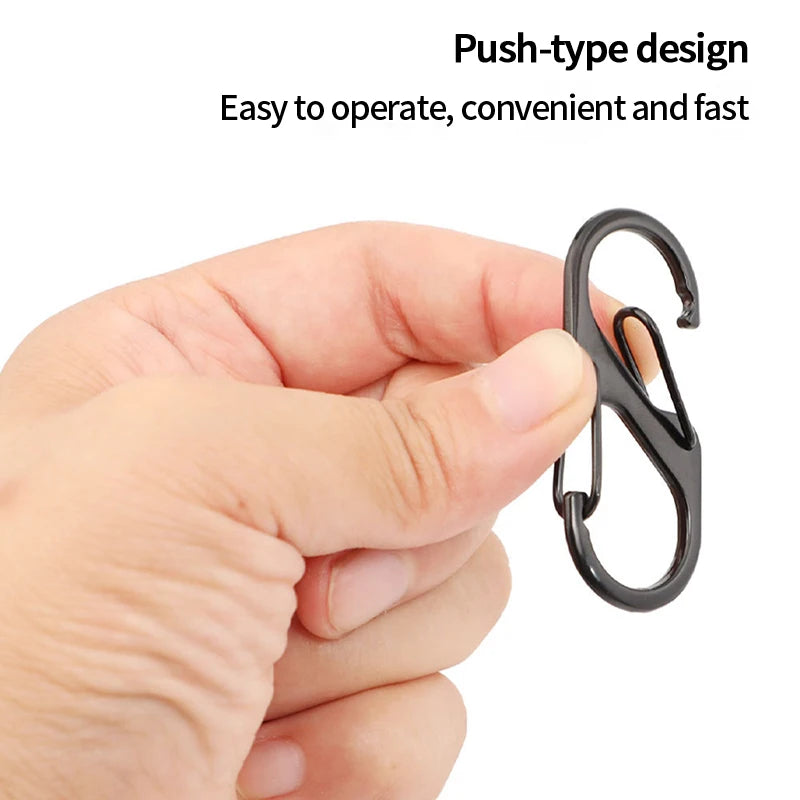 5PCS Tactical S-Type Carabiner Hooks – Mini Aluminum Keychain Clips for Camping & Hiking